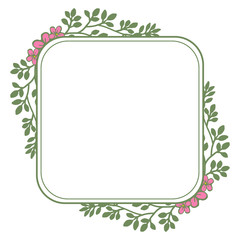 Vector illustration green leaf orange flower frame with pink flower frames hand drawn