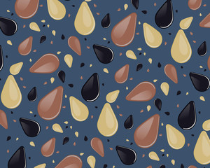 Sesame seeds vector seamless pattern for multiple uses. Includes 3 different pattern layouts and 6 editable sesame seeds vector items.