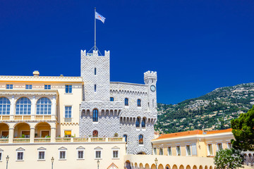 Fototapeta na wymiar Prince's Palace in Fontvielle, Monte-Carlo, Monaco, Cote d'Azur,