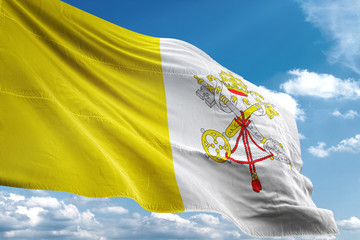 Vatican city flag waving sky background 3D illustration