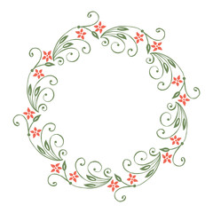 Vector illustration orange flower frame with greeting card hand drawn