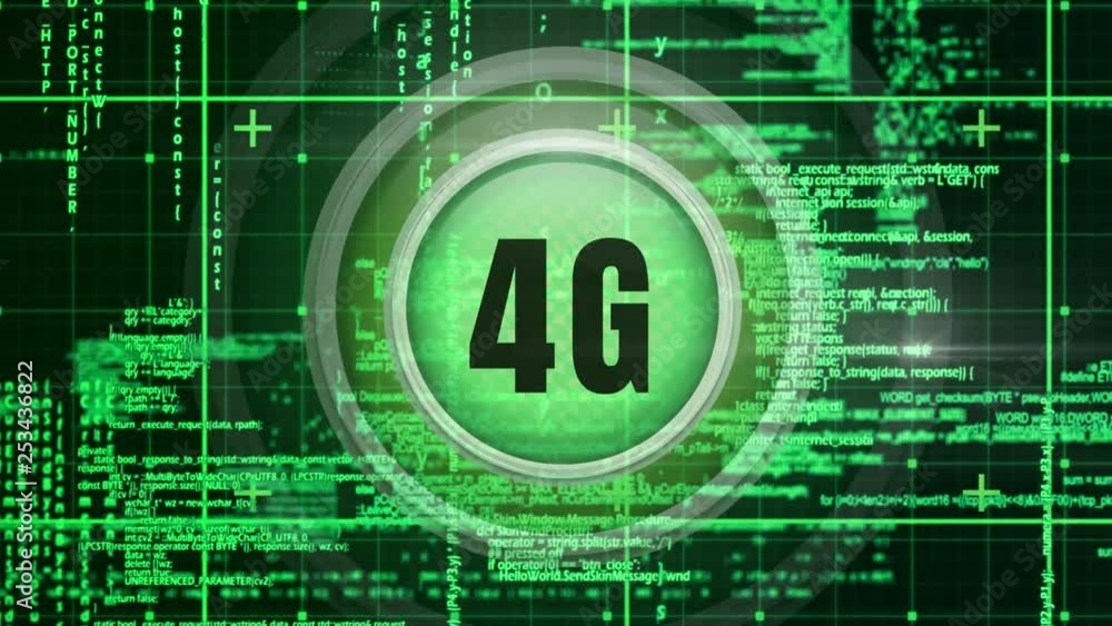Poster 4g logo on a button with a computer analysis
