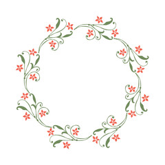 Vector illustration orange flower frame with greeting card hand drawn