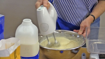 Pancake baking in a kitchen