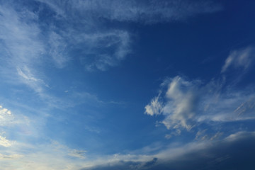 white cloud moving above clear blue sky in the morning good weather day