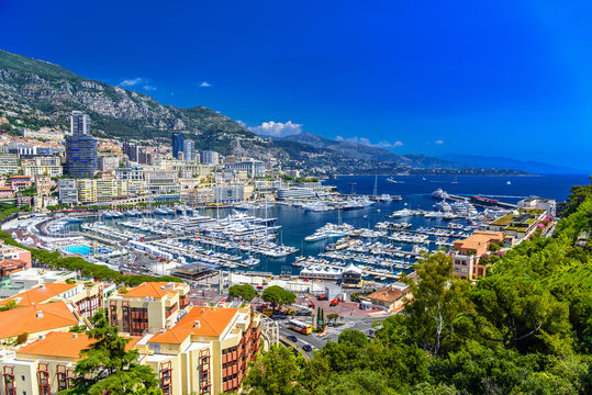 Port with yachts in La Condamine, Monte-Carlo, Monaco, Cote d'Az