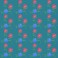 Fototapeta na wymiar Aster, Michaelmas daisy. Seamless pattern texture of flowers. Floral background, photo collage