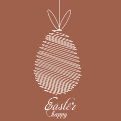 Happy Easter card with lined egg. Vector