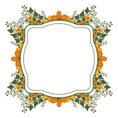 Vector illustration style orange wreath frames isolated on white background hand drawn