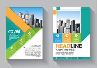 Brochure design, cover modern layout, annual report, poster, flyer in A4 with colorful triangles, geometric shapes for tech, science, market with light background