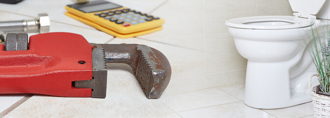 Plumbing pipe wrench background.