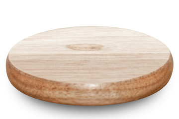 Wooden plate isolated on white background.