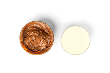 Boiled condensed milk isolated on white background.