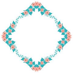 Vector illustration greeting card with blue leaf flower frames bloom hand drawn