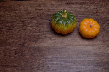  pumpkins with wooden