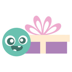 emoticon face with giftbox present
