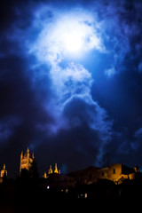 sienna castle under the moon