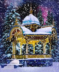 Snowy Old Summer-House at Sumy, Ukraine