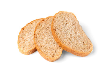 Bran bread isolated on white background.