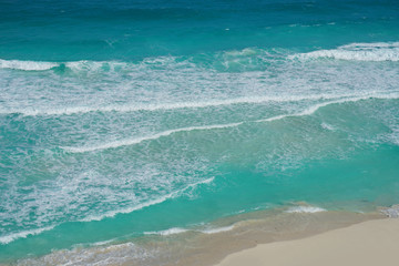 landscape of sea waves at beach in Caribbean sea