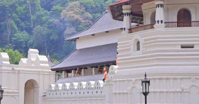 Kandy town Buddhist temple of the Buddha Tooth Relic. Sacred ancient place and historical heritage in Sri Lanka