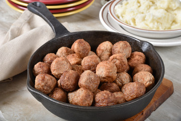 Meatballs in a skillet