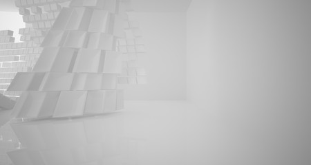 Fototapeta premium Abstract white parametric interior with window. 3D illustration and rendering.