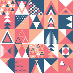 Obraz premium Seamless pattern, geometry shapes in warm pink and blue tones
