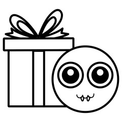 emoticon face with giftbox present