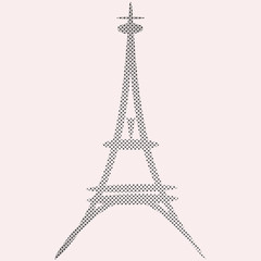 sketch of the Eiffel tower on a pink background