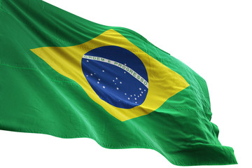 Brazil flag waving isolated white background 3D illustration