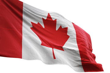 Canada flag waving isolated white background 3D illustration