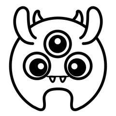 crazy monster with three eyes comic character