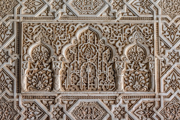 Arabesque wall detail of Alhambra palace 