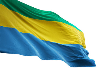 Gabon flag waving isolated white background 3D illustration