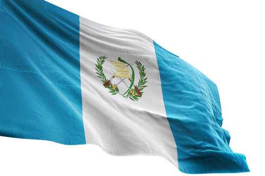 Guatemala flag waving isolated white background 3D illustration