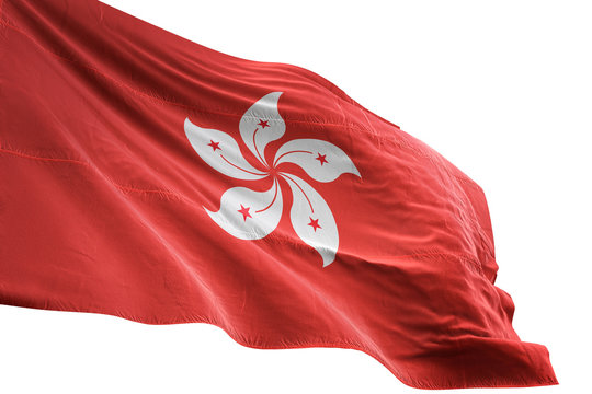 Hong Kong flag waving isolated white background 3D illustration