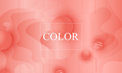 Coral color background. Fluid shapes pattern.