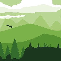 forest landscape scene icon