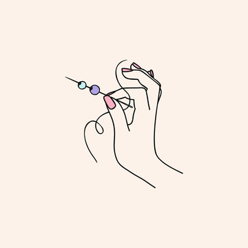 recommend clip art: needle thread hand line art