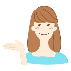 案内をしている笑顔の女性のイラスト。