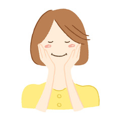 うっとりした表情。嬉しそうな女性のイラスト。