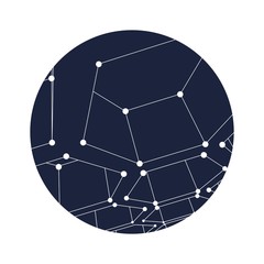 Medical, technology, chemistry and science icon design template, round shape. Molecule and communication pattern. Connected lines with dots.