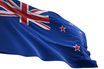 New Zealand flag waving isolated white background 3D illustration