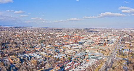 Boulder Colorado Downtown Pearl Street Aerial View