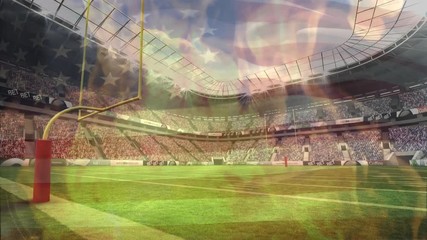 Rugby stadium with American flag - Powered by Adobe