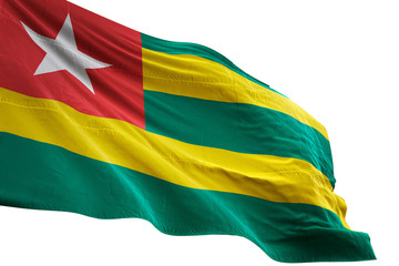 Togo flag waving isolated white background 3D illustration