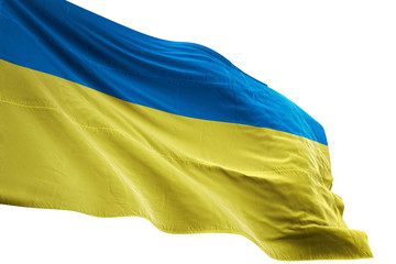 Ukraine flag waving isolated white background 3D illustration