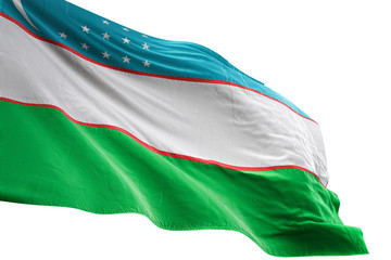 Uzbekistan flag waving isolated white background 3D illustration