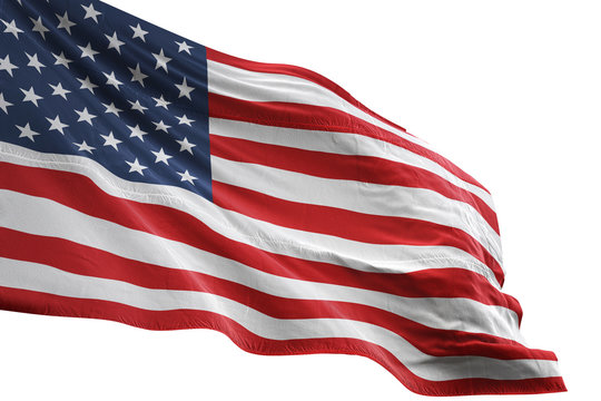 United States flag waving isolated white background 3D illustration